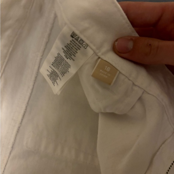 MICHAEL KORS White Denim Jeans Size 16 StraightLeg 5 Pockets Stretch Silver Logo - Picture 7 of 14